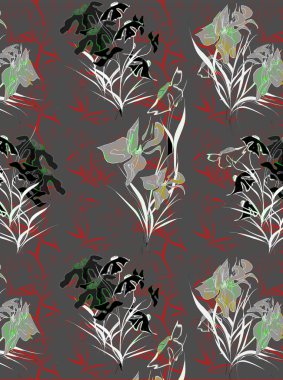 Anemon seamless modeli. Elle mürekkep ve kalem botanik illüstrasyon tarafından çizilmiş. Duvar kağıdı, kumaş, tekstil tasarımı.