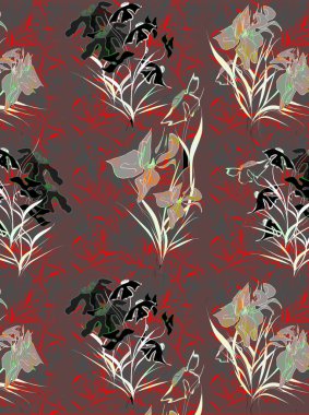 Anemon seamless modeli. Elle mürekkep ve kalem botanik illüstrasyon tarafından çizilmiş. Duvar kağıdı, kumaş, tekstil tasarımı.