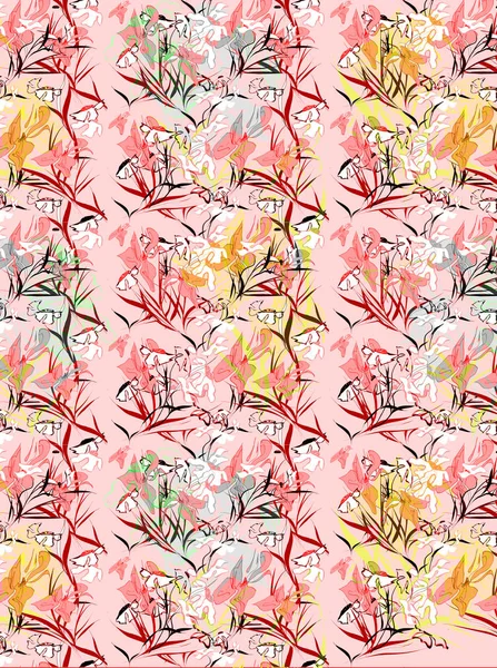 Anemoner sømløse mønster. Håndtegnet med blæk og blyant botanisk illustration. Tapet, stof, tekstil design . - Stock-foto