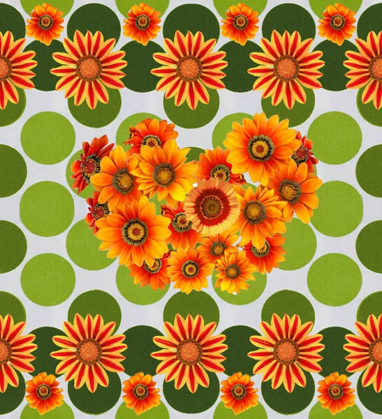 Ilustração. Impressão de tecido, flores de verão, folhas exóticas. Padrão, plantas sem costura em fundo geométrico colorido. Papel de parede natureza . — Fotografia de Stock