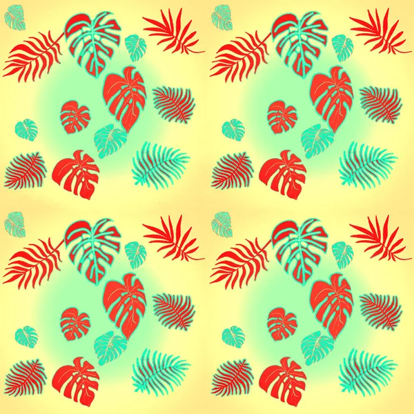 Tropical green leaves seamless pattern pink background. Exotic wallpaper — Stock Photo, Image