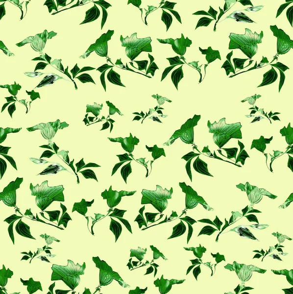 Farbige Glocke. Flugblätter mit Blumen. von Muster. Texturpflanzen — Stockfoto