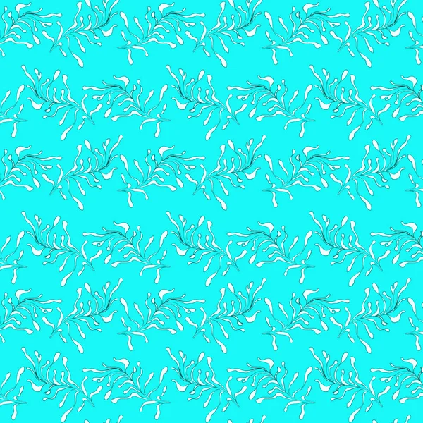 Ручной рисунок. Трендовый узор с кораллами и водорослями на белом фоне для печати, текстиля, производства, обоев. Морское дно . — стоковое фото