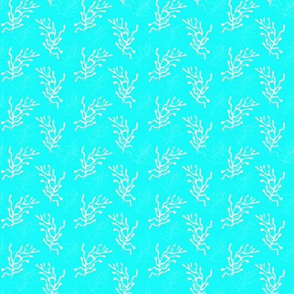 Hand drawn seamless pattern. Trendy pattern with corals and algae on a white background for printing, fabric, textile, manufacturing, wallpapers. Sea bottom. — Stock Photo, Image