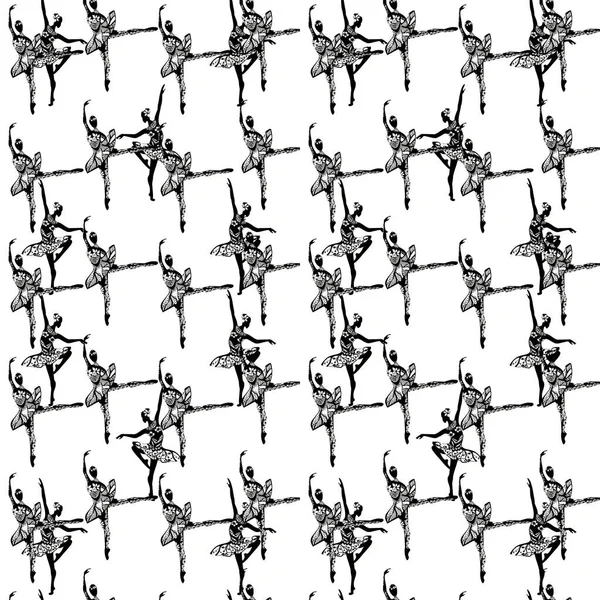Patroon met ballerina's. Achtergrond. Afdrukken op stof op papier. Behang Patern retro — Stockfoto