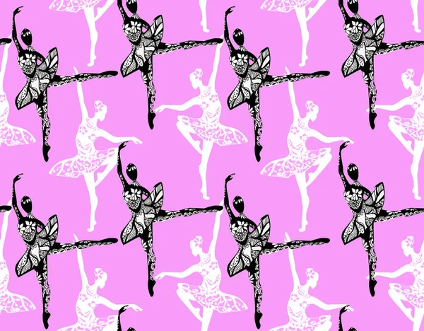 Pattern with ballerinas. Background. Printing on fabric on paper. Wallpaper Patern Retro — Stock Photo, Image
