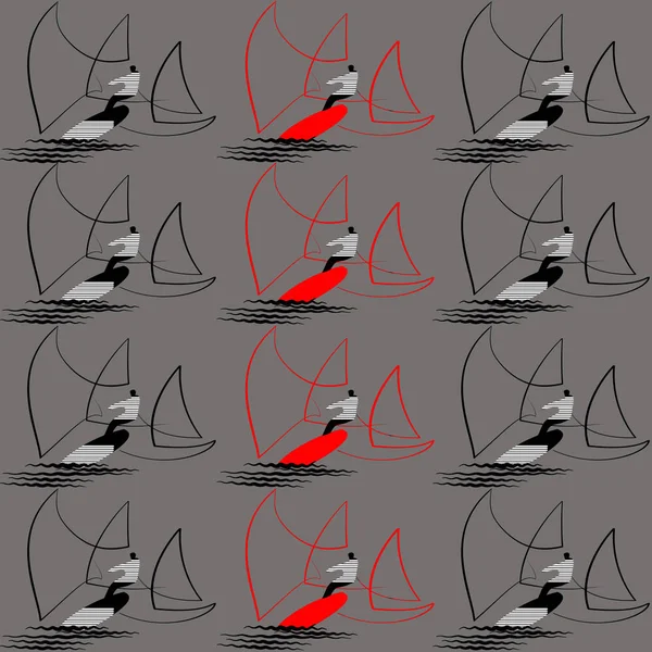 Ilustrace na ilustracích na téma windsurfingu a léta. téma windsurfingu a léta. — Stock fotografie