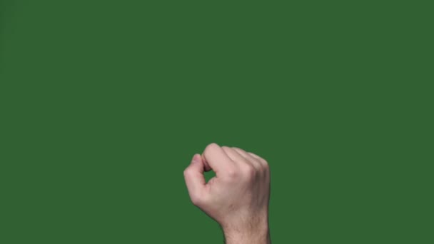 Chromakey. Pantalla verde. Pantalla táctil hombre dedos gestos — Vídeos de Stock