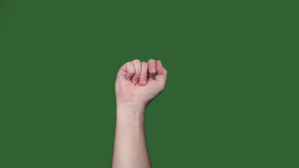 Chromakey. Tela verde. Toque tela homem dedo gestos — Vídeo de Stock