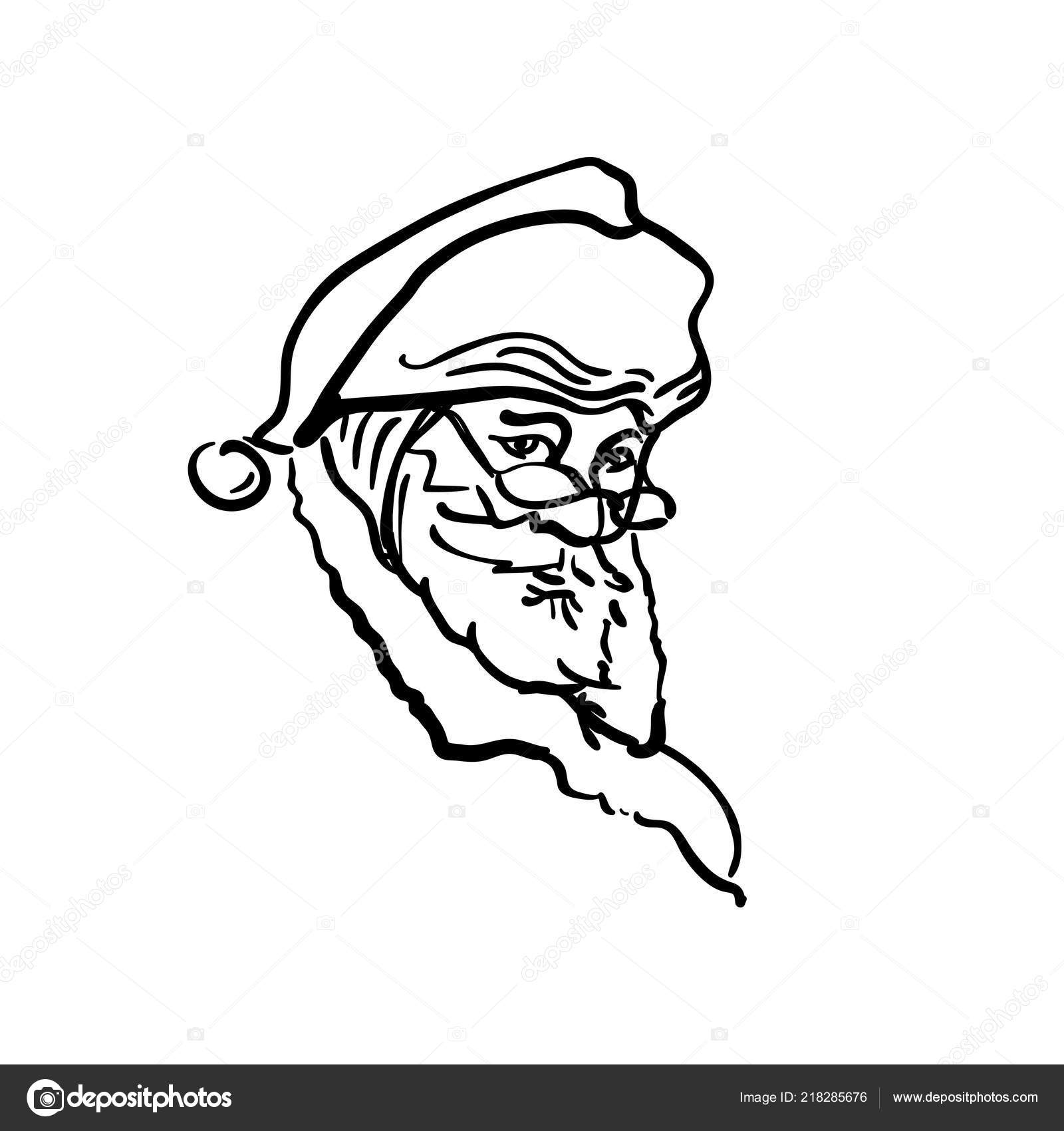 Portrait Santa Claus Head Isolated White Background