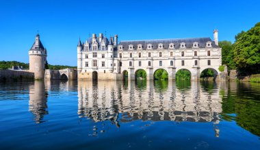 Chenonceaux, Fransa - 07 Temmuz 2017: Rönesans Chateau de Chenonceau, XVIncı yüzyılda inşa edilmiş, Loire Vadisi ve Unesco Dünya Kültür Mirası en güzel kale biridir
