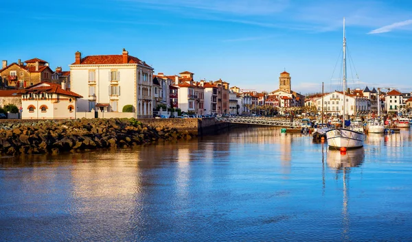 Традиційні Білими Будинками Jean Luz Старе Місто Порт Країна Басків — стокове фото