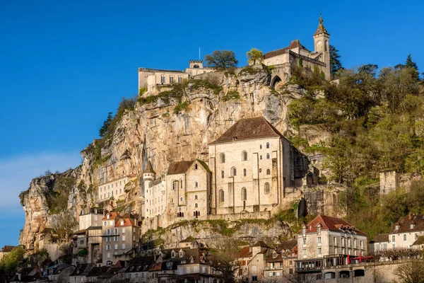 Rocamadour Dorp Frankrijk Een Prachtige Middeleeuwse Stad Een Rots Een — Stockfoto