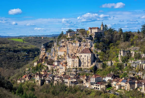 Rocamadour Село Франції Красива Середньовічне Місто Скелі Над Ущелини Світової — стокове фото