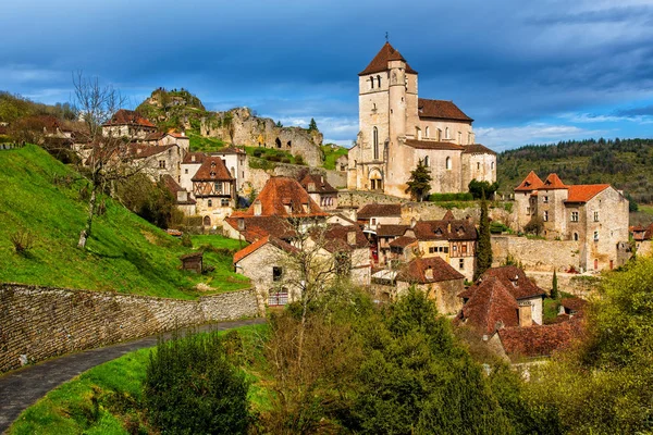 Středověké Staré Město Centrum Saint Cirq Lapopie Jedna Nejkrásnějších Vesnic — Stock fotografie