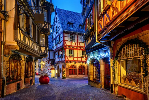 Colmar Old Town Alsace Fransa Geleneksel Renkli Elçiliğinin Evleri Dekore — Stok fotoğraf