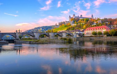 Wurzburg, Germany, Marienberg Fortress and the Old Main Bridge clipart