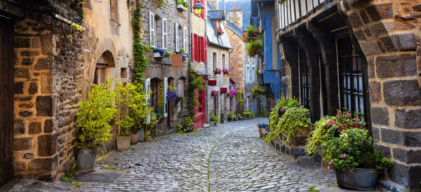 Dinan, medieval town center, Brittany, France
