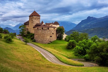 Vaduz castle, Liechtenstein, Alps mountains clipart
