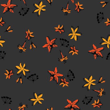 Renkli, dikişsiz çiçek desenli, el çizimi sping çiçeği. Yaratıcı tasarımın için 10 EPS vektörü