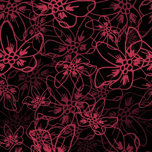 Modèle Floral Sans Couture Coloré Avec Dessin Main Sping Fleur — Image vectorielle