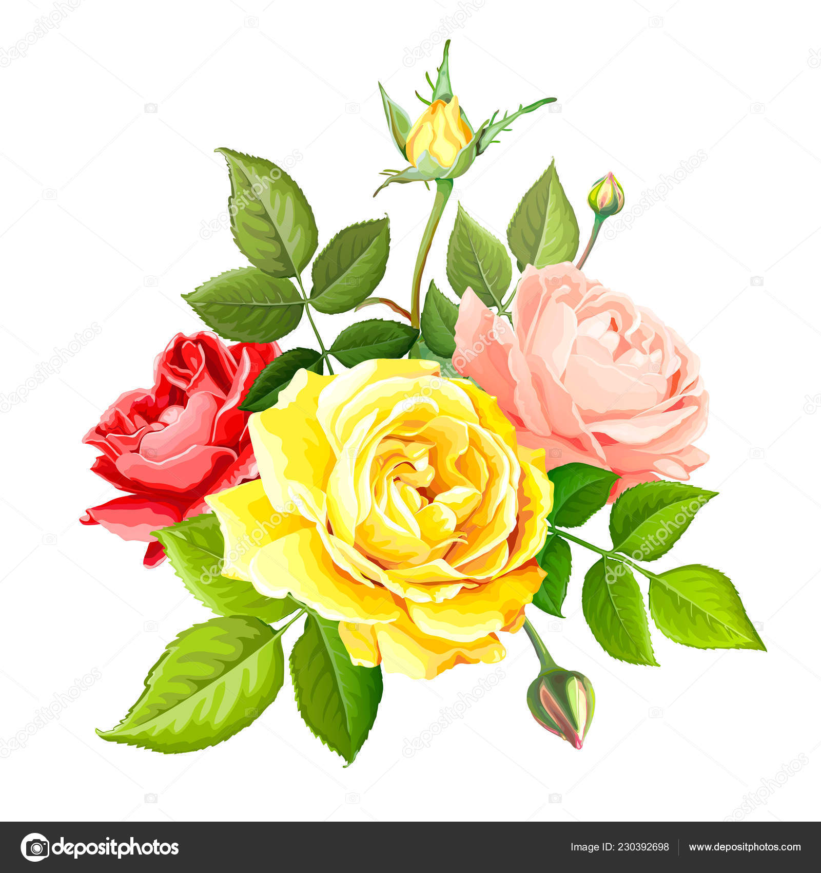 Belle Fleur Rose Image Vectorielle Ledelena 230392698