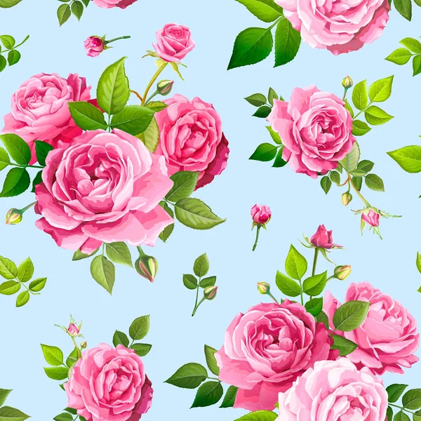 Patrón sin costura con flores de rosa — Vector de stock