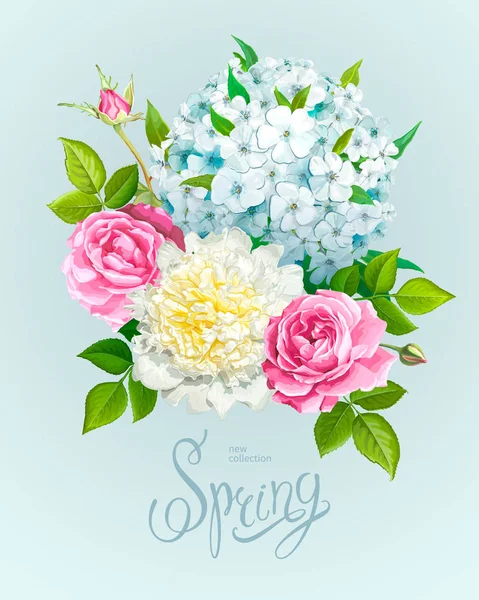 ช่อดอกไม้ฤดูใบไม้ผลิที่สวยงาม — ภาพเวกเตอร์สต็อก