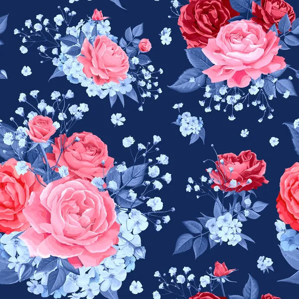 Seamless pattern with rose flowers — Stock Vector