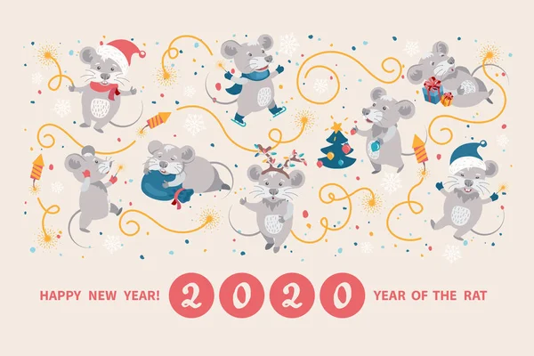 2020 Rat yılı — Stok Vektör