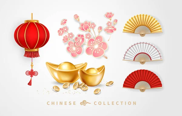 Ensemble d'objets chinois — Image vectorielle