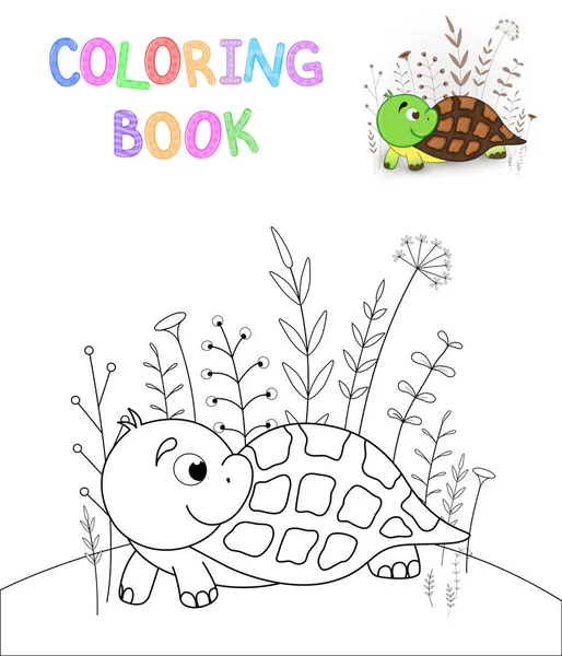 Niños s libro para colorear con animales de dibujos animados. Tareas educativas para niños en edad preescolar — Vector de stock
