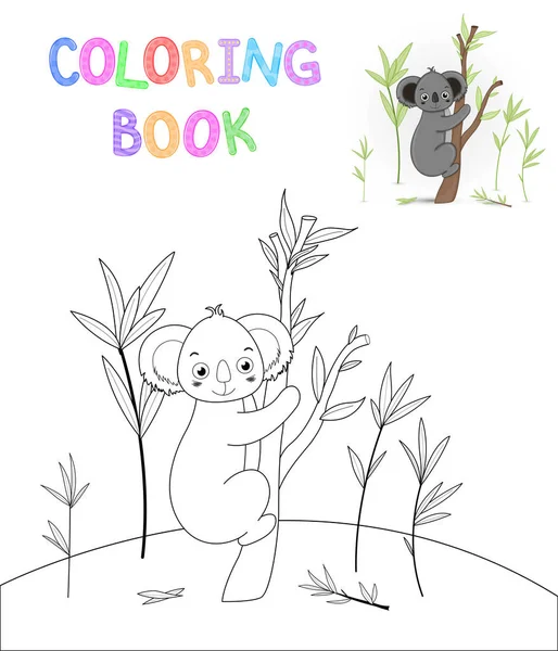 Niños s libro para colorear con animales de dibujos animados. Tareas educativas para niños en edad preescolar Koala agradable — Vector de stock