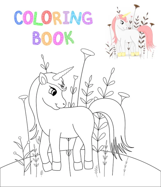 boyama kitabı karikatür hayvanlar ile çocuk s. Okul öncesi çocuklar sevimli unicorn için eğitim görevleri
