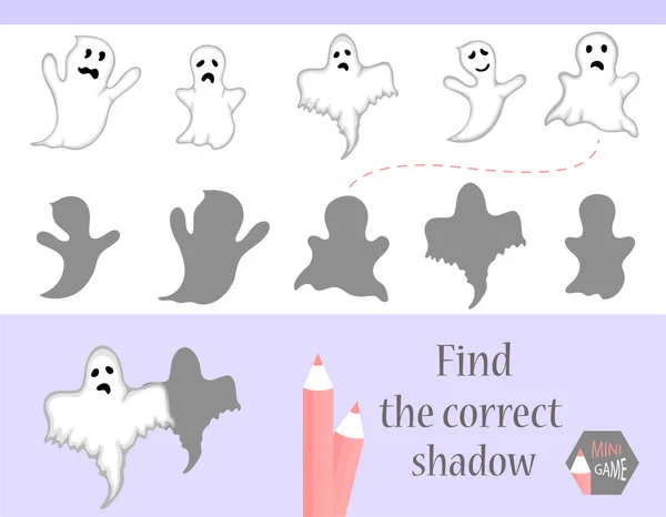 Keresse meg a megfelelő shadow oktatási játék a gyermekek számára. Aranyos rajzfilm állatok és a természet. vektoros illusztráció. — Stock Vector