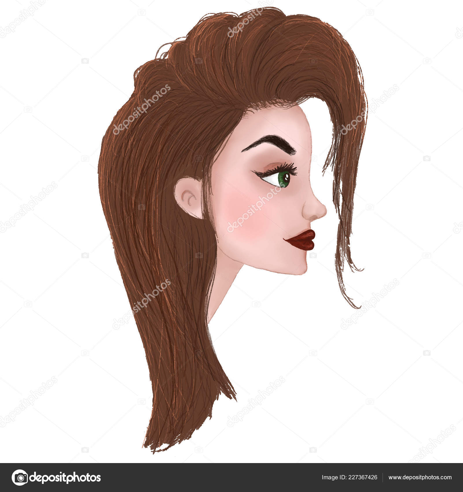 Animated Cartoon Girl Profile Picture Portrait In Profile