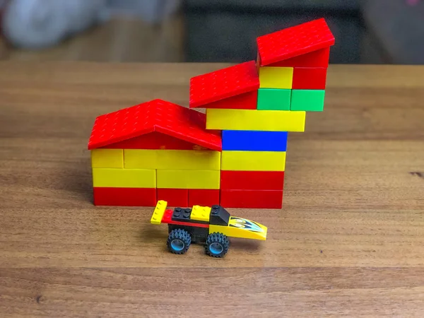 Conjunto Lego Das Crianças Cores Diferentes Jogo Crianças — Fotografia de Stock