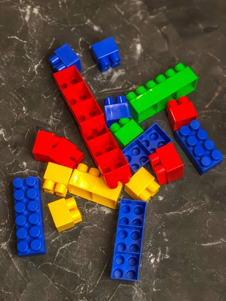 Conjunto Lego Das Crianças Cores Diferentes Jogo Crianças — Fotografia de Stock