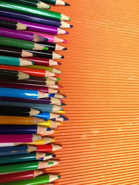 Ceruza Paletta Lefektetett Rajzolás Közben Asztalon — Stock Fotó