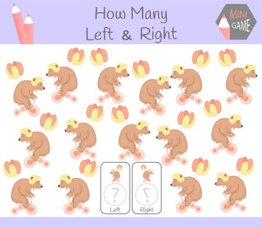 Ayı Eğitim oyun sayma sol ve sağ odaklı resimler olan çocuklar için.