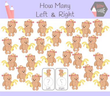 Ayı Eğitim oyun sayma sol ve sağ odaklı resimler olan çocuklar için