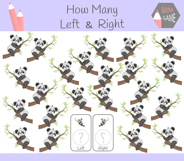 熊猫儿童左 右图像统计的教育游戏 — 图库矢量图片