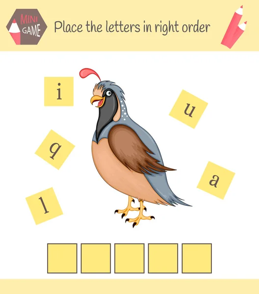 Werkblad Voor Preschool Kinderen Woorden Puzzel Educatief Spel Voor Kinderen — Stockvector