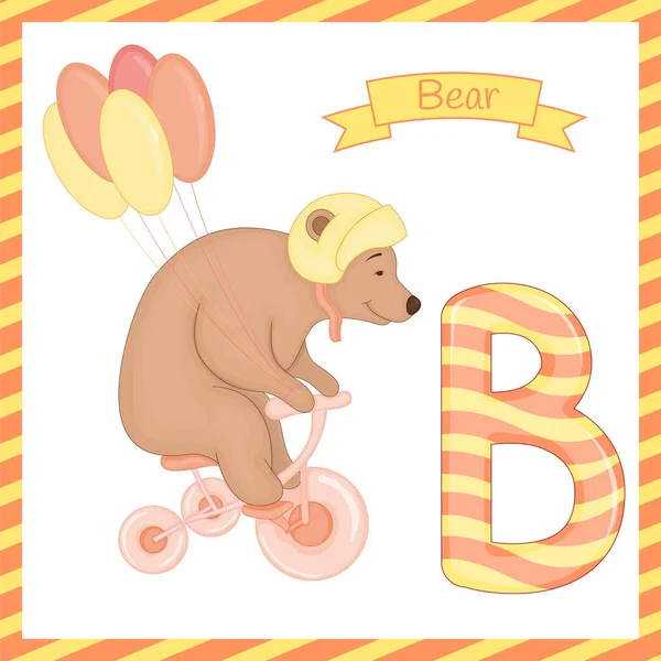 Ilustracja na białym tle zwierząt alfabet B z kreskówka niedźwiedź — Wektor stockowy