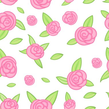 Anahat ile vektör Dikişsiz desen gül stilize. Güzel çiçek arka plan