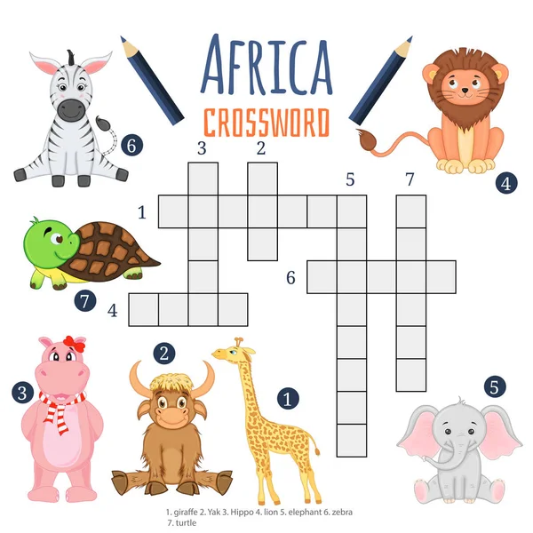 Vektor Farbe Kreuzworträtsel Lernspiel Für Kinder Über Tiere — Stockvektor