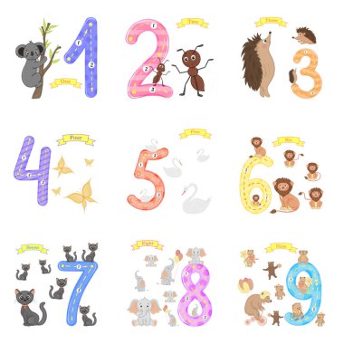 Çocuk Sayısı ve yazmak öğrenme. numaraları 0-10 incelenmesi.