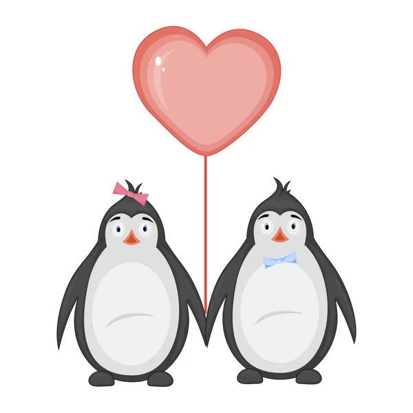 Illustration vectorielle avec pingouins le jour de la Saint-Valentin — Image vectorielle