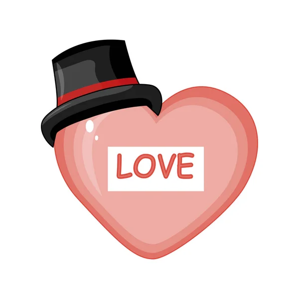 Illustration vectorielle avec un coeur dans un chapeau pour la Saint-Valentin — Image vectorielle