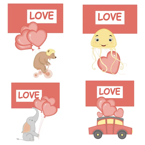 Jeu d'illustrations vectorielles pour la Saint-Valentin — Image vectorielle